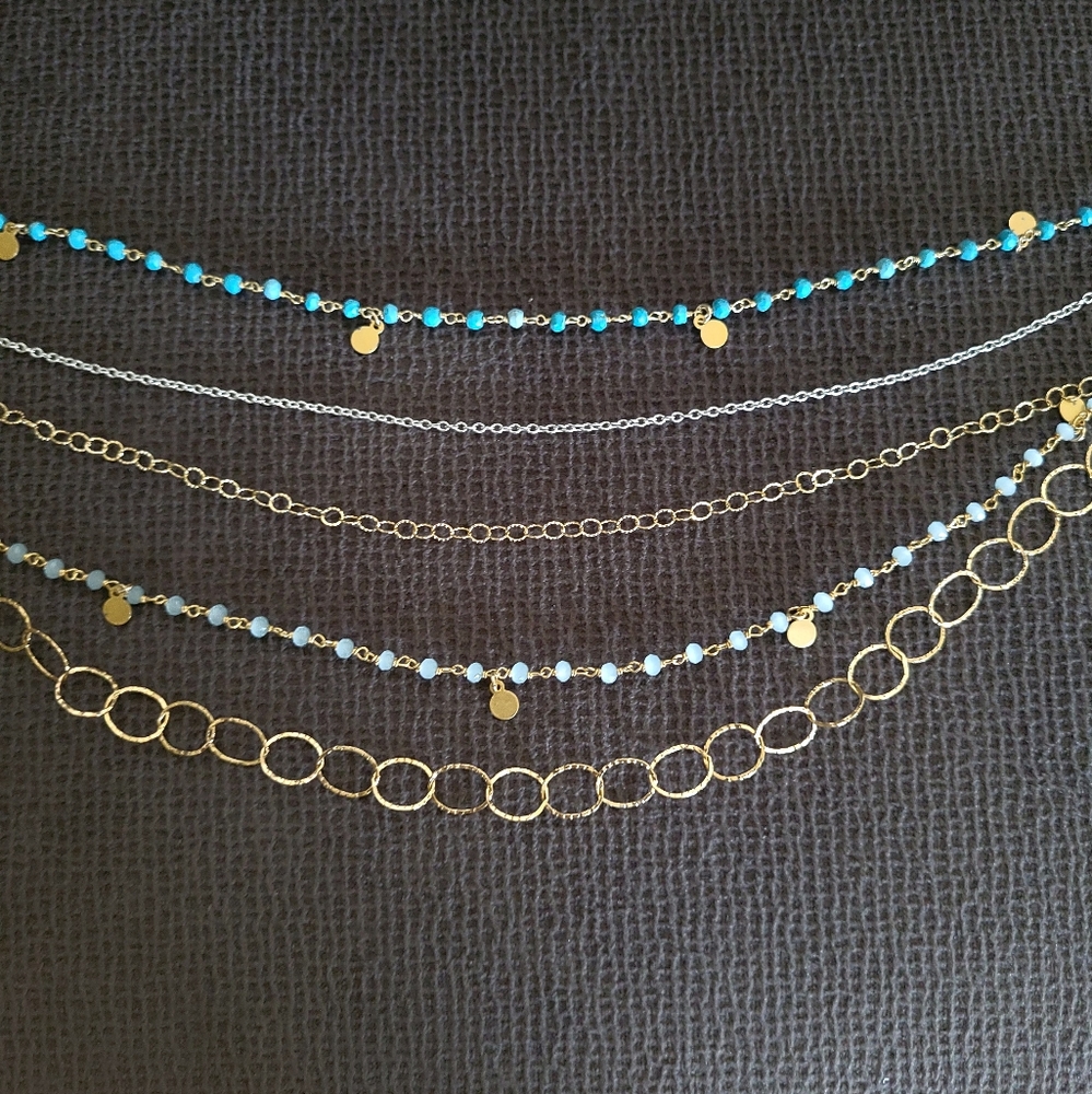 Five🖐 Strand Necklace Statement Necklace - Picture 7 of 16